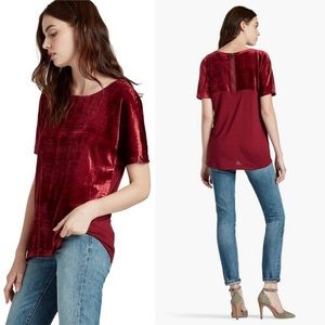 Lucky Brand Red Velvet Short Sleeve Blouse